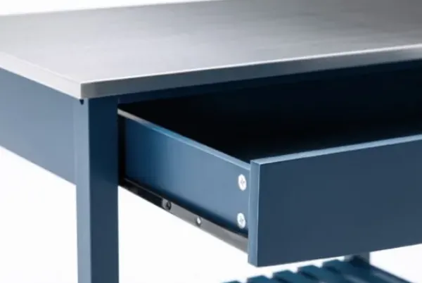 Kitchen Islands & Bar Carts-Kirkland's Home Navy Wood And Stainless Steel Top Kitchen Cart Blue