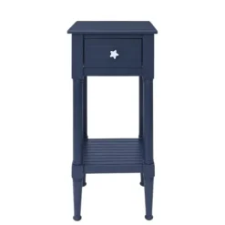 Accent & End Tables-Kirkland's Home Navy Wood Coastal Compact Accent Table Blue