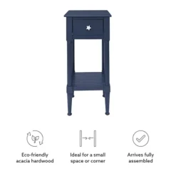 Accent & End Tables-Kirkland's Home Navy Wood Coastal Compact Accent Table Blue