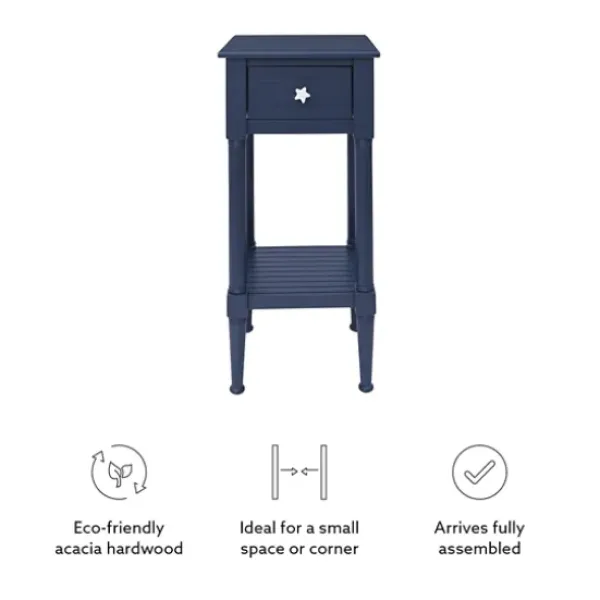 Accent & End Tables-Kirkland's Home Navy Wood Coastal Compact Accent Table Blue