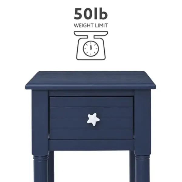 Accent & End Tables-Kirkland's Home Navy Wood Coastal Compact Accent Table Blue