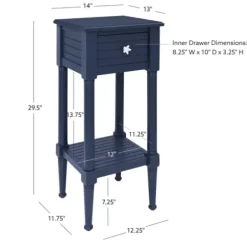 Accent & End Tables-Kirkland's Home Navy Wood Coastal Compact Accent Table Blue