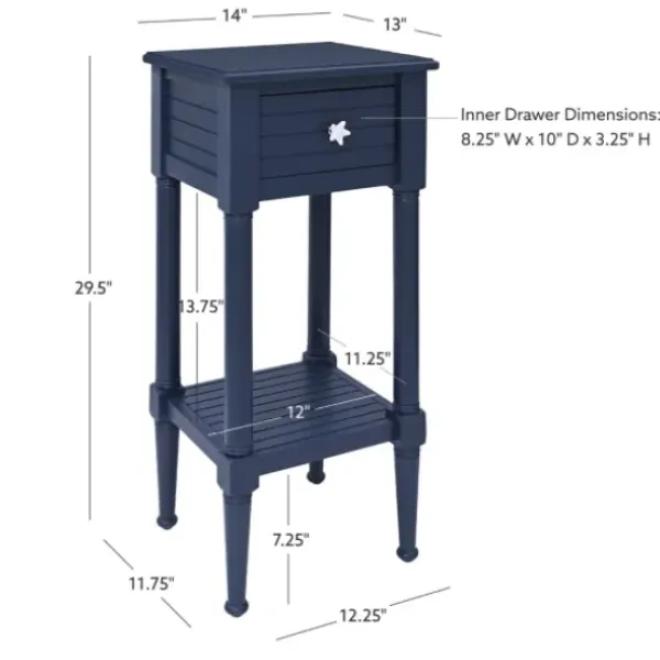 Accent & End Tables-Kirkland's Home Navy Wood Coastal Compact Accent Table Blue