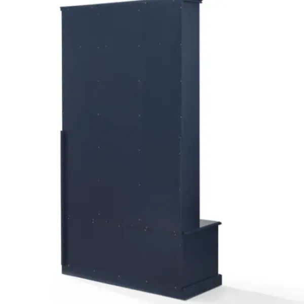 Entryway Furniture-Kirkland's Home Navy Wood Storage Bench Hall Tree Blue