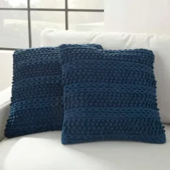 Pillows-Kirkland's Home Navy Woven Stripes Throw Pillows, Set Of 2 Blue