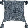 Pillows-Kirkland's Home Navy Woven Texture Tassels Throw Pillow Blue/White