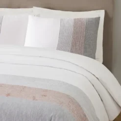 Duvets-Kirkland's Home Neapolitan Gray 3-Pc. King Duvet Set Gray/White/Pink