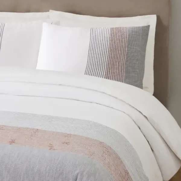 Duvets-Kirkland's Home Neapolitan Gray 3-Pc. Queen Duvet Set Gray/White/Pink
