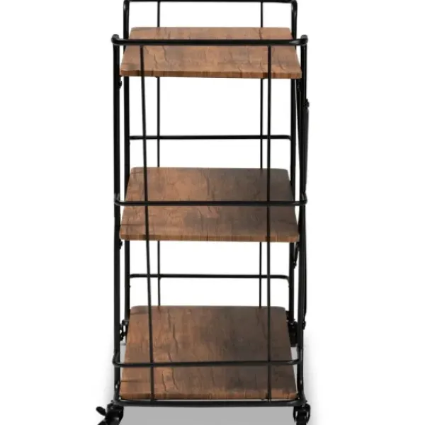 Kitchen Islands & Bar Carts-Kirkland's Home Nellie Walnut 3-Tier Mobile Bar Cart