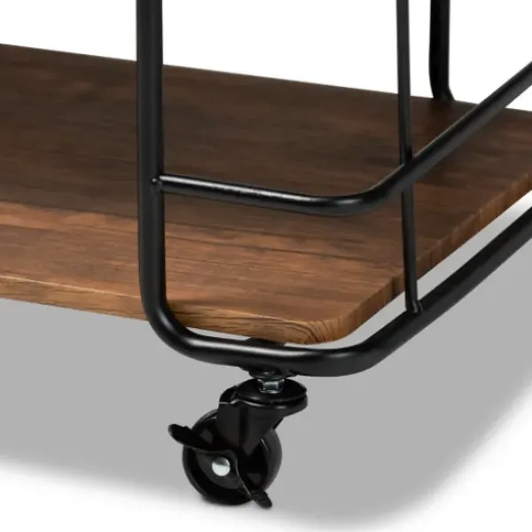 Kitchen Islands & Bar Carts-Kirkland's Home Nellie Walnut 3-Tier Mobile Bar Cart