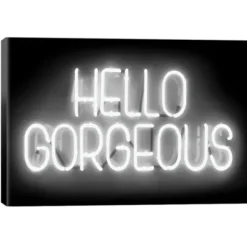 Wall Quotes & Signs-Kirkland's Home Neon Hello Gorgeous Canvas Art Print Black