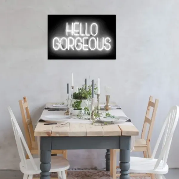 Wall Quotes & Signs-Kirkland's Home Neon Hello Gorgeous Canvas Art Print Black
