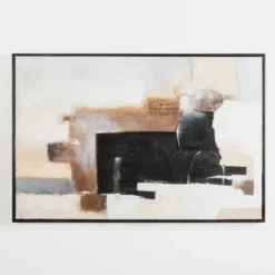 Canvas Art-Kirkland's Home Neutral Abstract Hand Painted Framed Canvas Art White/Black