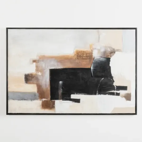 Canvas Art-Kirkland's Home Neutral Abstract Hand Painted Framed Canvas Art White/Black