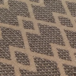Outdoor Rugs-Kirkland's Home Neutral Bordered Lattice Outdoor Area Rug, 5X7 Gray