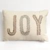 Pillows-Kirkland's Home Neutral Embroidered Joy Lumbar Pillow Ivory/Brown