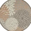 Outdoor Rugs-Kirkland's Home Neutral Floral Burst Outdoor Area Rug, 7X10 Tan/Gray/White