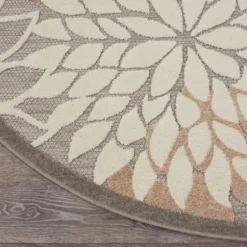 Outdoor Rugs-Kirkland's Home Neutral Floral Burst Outdoor Area Rug, 7X10 Tan/Gray/White