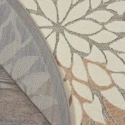 Outdoor Rugs-Kirkland's Home Neutral Floral Burst Outdoor Area Rug, 7X10 Tan/Gray/White
