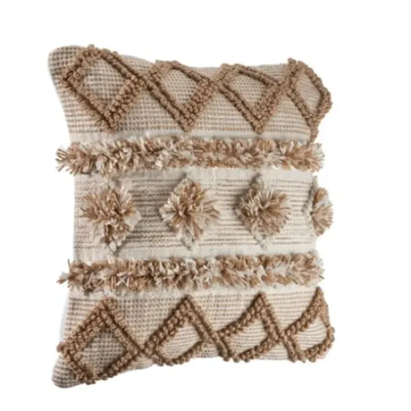 Pillows-Kirkland's Home Neutral Geometric Pom Pom Pillow Brown