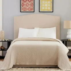 Bedspreads & Coverlets-Kirkland's Home Neutral Maren King Bed Blanket Tan