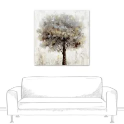 Canvas Art-Kirkland's Home Neutral Painted Tree Square Canvas Art Print Tan