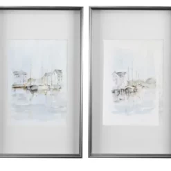 Framed Art-Kirkland's Home New England Port Framed Art Prints, Set Of 2 White/Gray