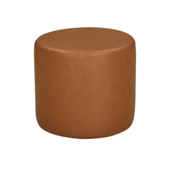 Benches & Ottomans-Kirkland's Home Newton Carmel Faux Leather Cylinder Ottoman Brown