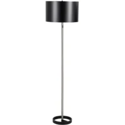 Floor Lamps-Kirkland's Home Nickel And Metal Shade Floor Lamp Black