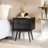 Nightstands-Kirkland's Home Nightshade Mid Century Wooden Nightstand Black