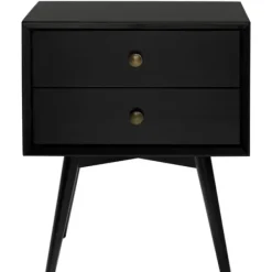 Nightstands-Kirkland's Home Nightshade Mid Century Wooden Nightstand Black
