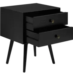 Nightstands-Kirkland's Home Nightshade Mid Century Wooden Nightstand Black