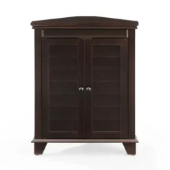 Bathroom Furniture-Kirkland's Home Nikki Dark Wooden Corner Cabinet Brown