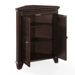 Bathroom Furniture-Kirkland's Home Nikki Dark Wooden Corner Cabinet Brown