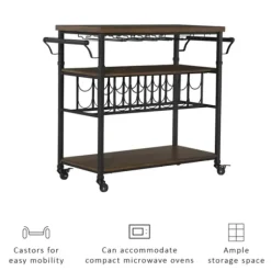 Kitchen Islands & Bar Carts-Kirkland's Home Norcross Industrial Rolling Bar Cart