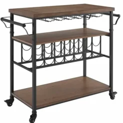 Kitchen Islands & Bar Carts-Kirkland's Home Norcross Industrial Rolling Bar Cart