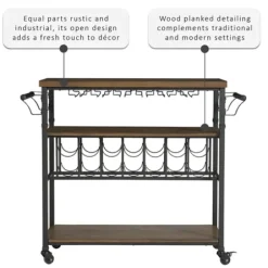 Kitchen Islands & Bar Carts-Kirkland's Home Norcross Industrial Rolling Bar Cart