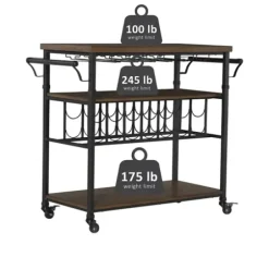 Kitchen Islands & Bar Carts-Kirkland's Home Norcross Industrial Rolling Bar Cart