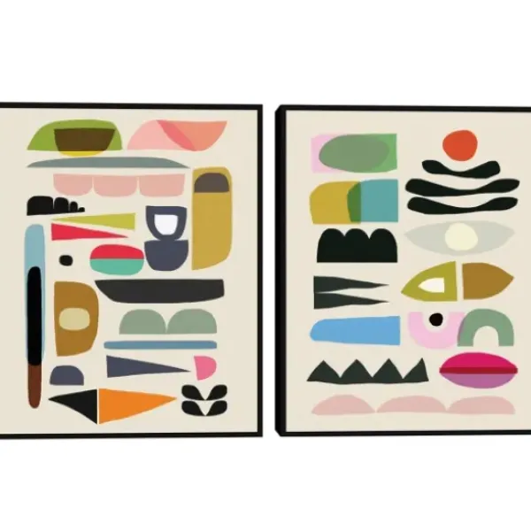 Framed Art-Kirkland's Home Nordic Glam Framed Canvas Art Prints, Set Of 2 Ivory/Multi