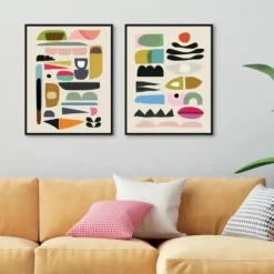 Framed Art-Kirkland's Home Nordic Glam Framed Canvas Art Prints, Set Of 2 Ivory/Multi