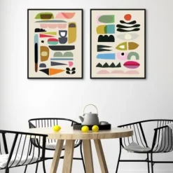 Framed Art-Kirkland's Home Nordic Glam Framed Canvas Art Prints, Set Of 2 Ivory/Multi