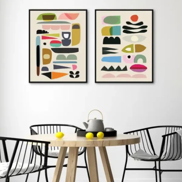 Framed Art-Kirkland's Home Nordic Glam Framed Canvas Art Prints, Set Of 2 Ivory/Multi