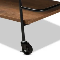 Kitchen Islands & Bar Carts-Kirkland's Home Norris Walnut 3-Tier Mobile Bar Cart