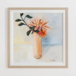 Framed Art-Kirkland's Home November Mum Framed Art Print Orange/Blue/White
