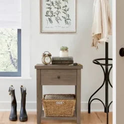 Accent & End Tables-Kirkland's Home Oak Bailie Wooden Side Table Brown