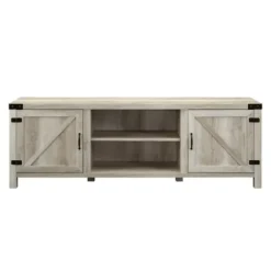 Tv Stands & Media Consoles-Kirkland's Home Oak Barn Door Tv Stand White