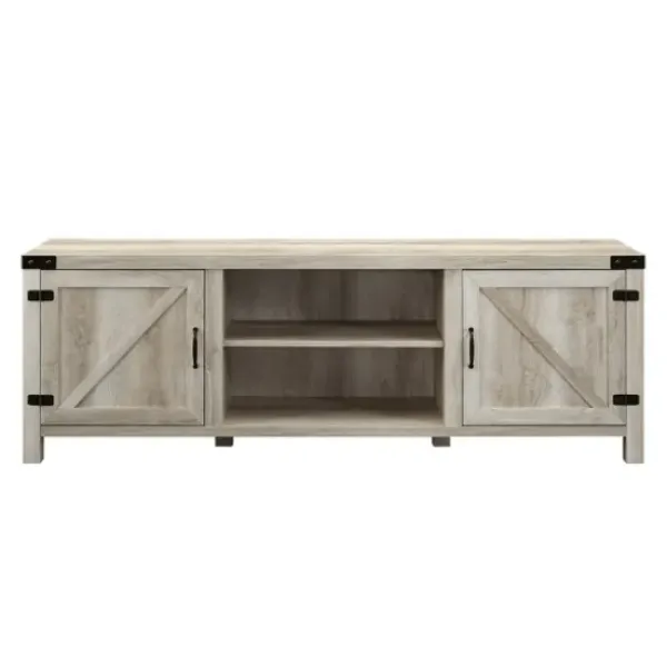 Tv Stands & Media Consoles-Kirkland's Home Oak Barn Door Tv Stand White