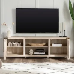 Tv Stands & Media Consoles-Kirkland's Home Oak Barn Door Tv Stand White