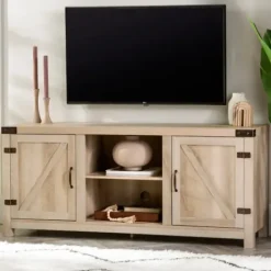 Tv Stands & Media Consoles-Kirkland's Home Oak Barn Doors Tv Stand White