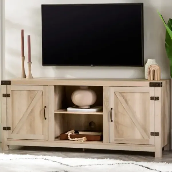 Tv Stands & Media Consoles-Kirkland's Home Oak Barn Doors Tv Stand White